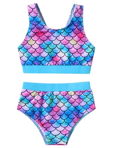 RAISEVERN Girls Swimsuits Size 10-12 Bathing Suit for Kids Two Piece Swim Mermaid Bikini Sets