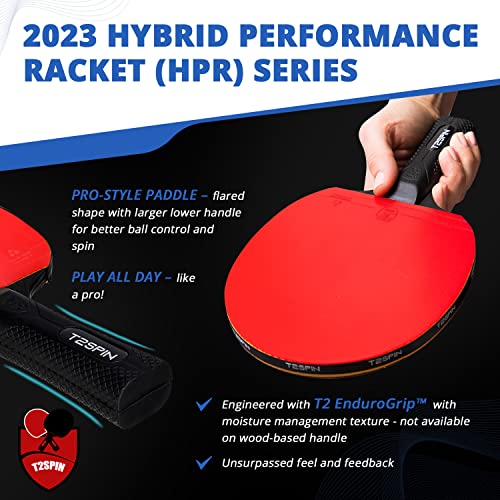 T2Spin Ping Pong Paddles Set Of 4 - Hi Performance Table Tennis Paddles - 8 X 3 Star Ping Pong Balls - Bonus Table Tennis Racket Cover - Ping Pong Paddle Case - Ping Pong Set For All Players #TOP3