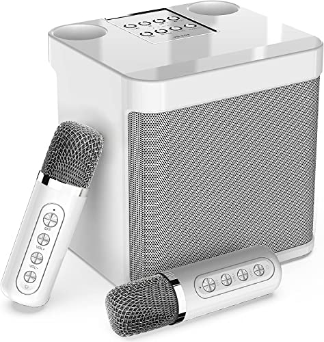 Micrófonos Inalámbricos para Karaoke Bluetooth Altavoz Karaoke con 2 Micrófono Inalámbricos para Canto/Karaoke Sistema de PA Portátil para Fiestas, Actividades, Soporta Bluetooth, AUX, USB/TF