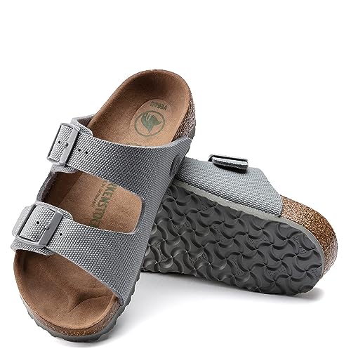 Image of Birkenstock Women's, Arizona Vegan Slide Sandal - Narrow Width Stone 37 M