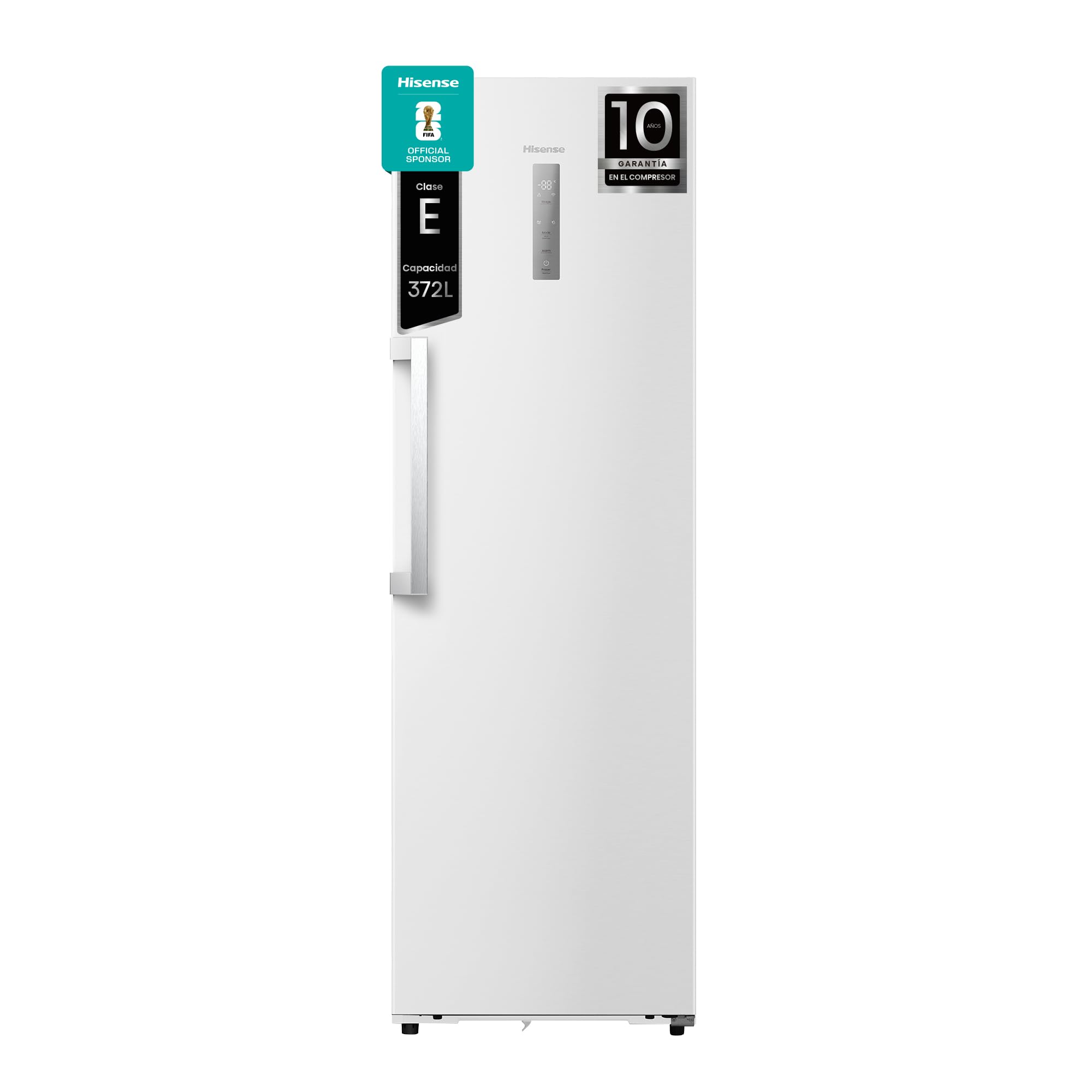 Hisense RL3K370SEWE1 - Frigorífico 1 puerta Total No Frost, Kitchen Fit, 372L, Alto 186cm x Ancho 60cm, Clase E, Ventilación Inferior, Apertura de Puerta 90º - Color Blanco