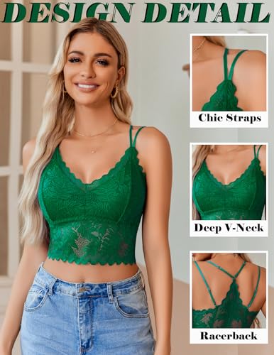 Image of Avidlove Lace Bralette for Women V Neck Camisoles Racerback Adjustable Strap Sexy Crop Tops