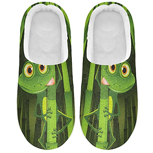 Linomo Divertidas zapatillas verdes de rana para mujeres, zapatillas de casa para mujer, zapatos de casa, zapatos de dormitorio, multicolor, 41/42 EU Cover