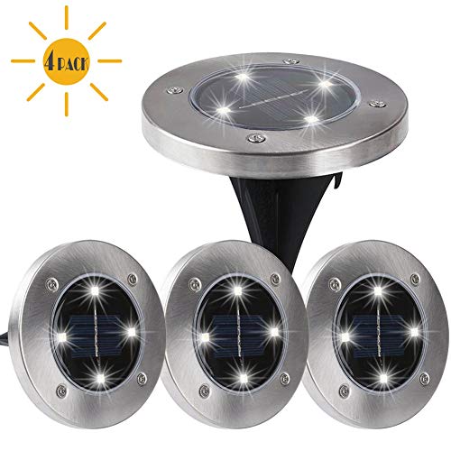 Maggift Solar Ground Lights,Garden Pathway Outdoor In-Ground Lights with 4 LED (4 Pack) (White)