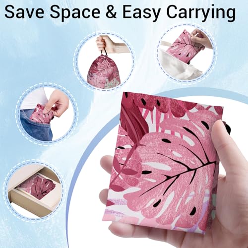 Image of Palm Leaves Gymnastics Grip Bags Pink Lightweight Athlete String Bag for Women Outdoor Grips