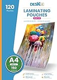 Láminas Plastificadoras Deskit A4, Mate, 120 hojas, 150 micras – Presentaciones claras y duraderas con acabado moderno.