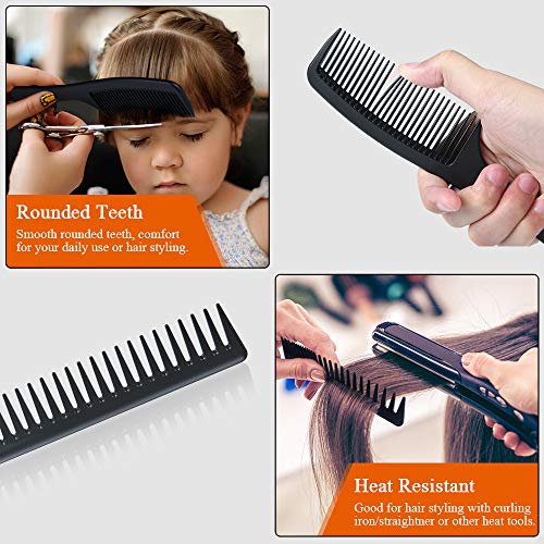 Foto von URAQT Breiter Zahnkamm Kit, 3PCS Profi Friseur Kamm, Barbier Haarstyling Salon Lockenkamm Hitzebeständiger Antistatischer Carbon Kamm, Hair Comb für Männer und Frauen