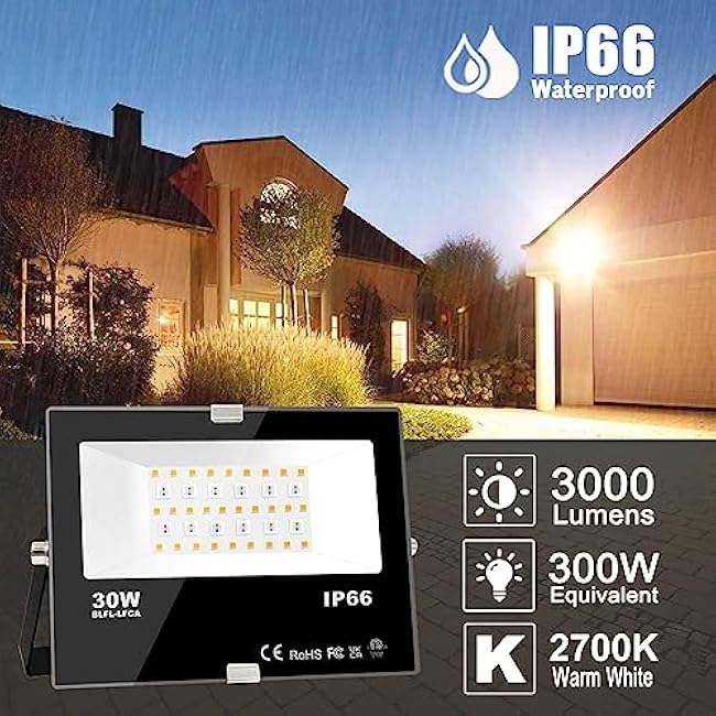 ILC LED Flood Light 30W Outdoor RGB Color Changing, Smart Floodlights RGBW 2700K Warm White & 16 Million Colors, 20 Modes, Grouping, Timing, IP66 Waterproof (2 Pack)