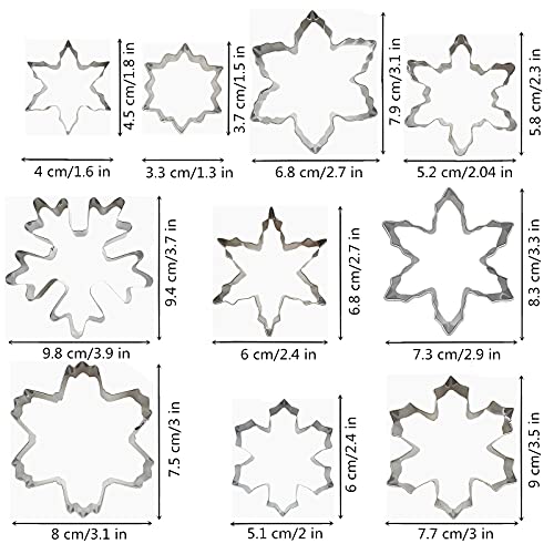 Snowflake Cookie Cutter Set Of 10 Pcs, Stainless Steel Snowflake Shaped Christmas Cookie Cutters Fondant Baking Molds #TOP1