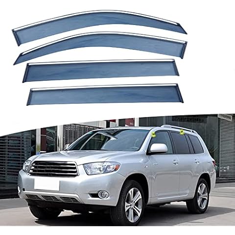 SANJIAOJIA 4Pcs Car Wind Deflectors for Toyota HIGHLANDER 2009-2014, Car Side Window Deflectors Sun Visor Rain Shield Smoke Guards Vent Shade Wind Shield Car Accessories Cover