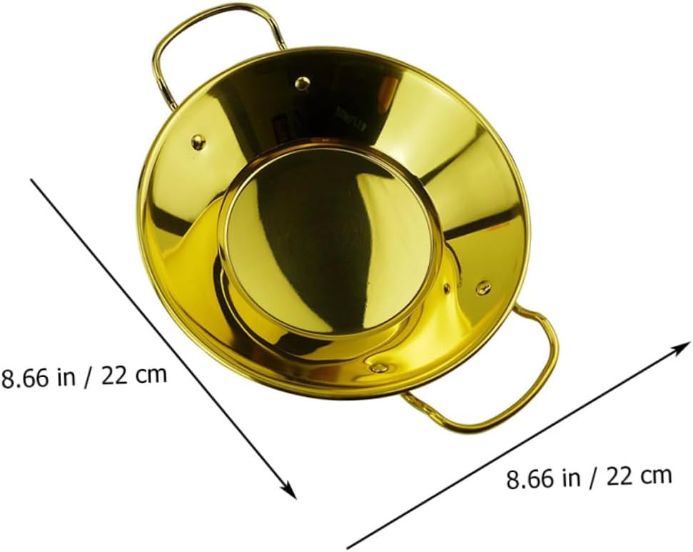 Stainless Steel Dry Pot Seafood Cooking Pot with Handle Flat Bottom