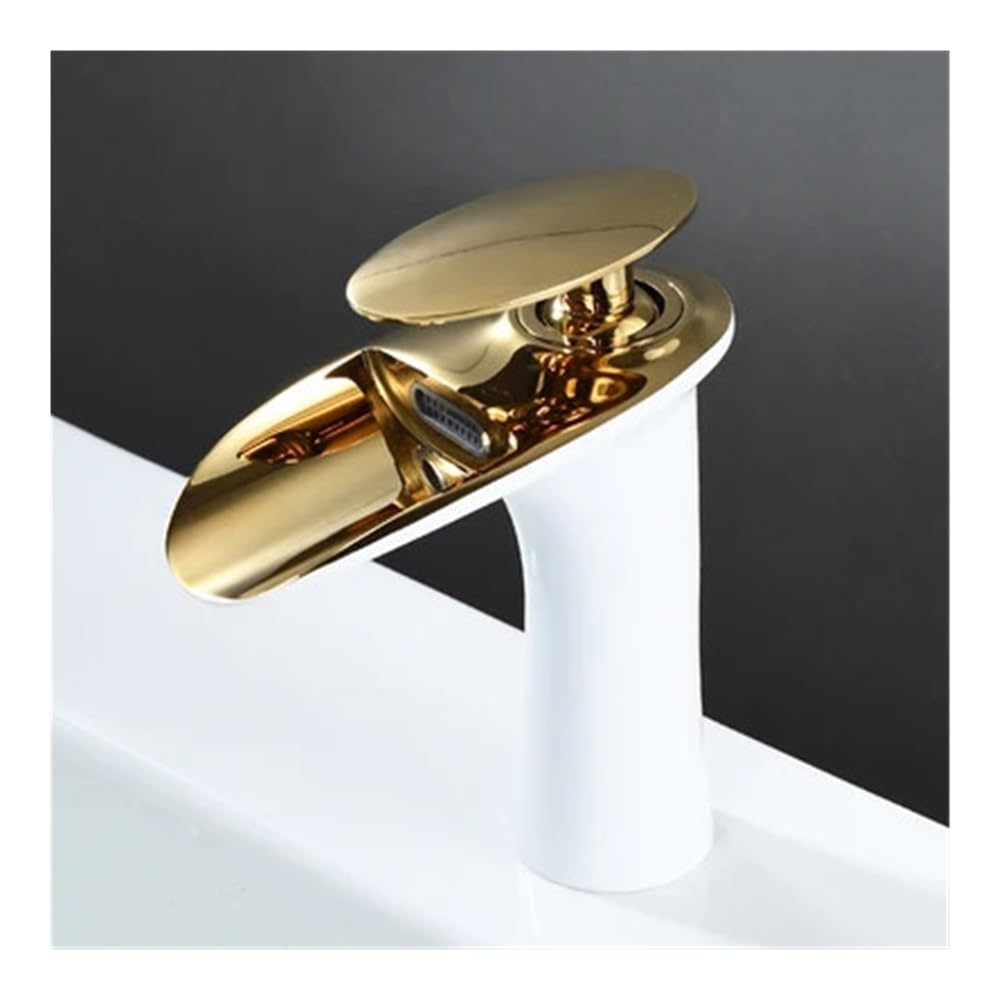 Blyqxs 1 Brass Hot And Cold Waterfall Faucet Countertop Basin Washbasin Black/White/Gold Heightened Models Faucet W3044(1)