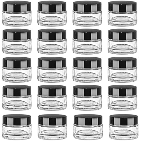 Yishik 20 Pack 15ml Round Glass Cosmetic Jars,15g Empty Refillable Glass Containers with Lids & Inner Liners, Ideal for Cream,Lotions,Beauty Products and Travle Containers Cover