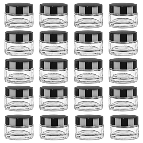 Yishik 20 Pack 15ml Round Glass Cosmetic Jars,15g Empty Refillable Glass Containers with Lids & Inner Liners, Ideal for Cream,Lotions,Beauty Products and Travle Containers