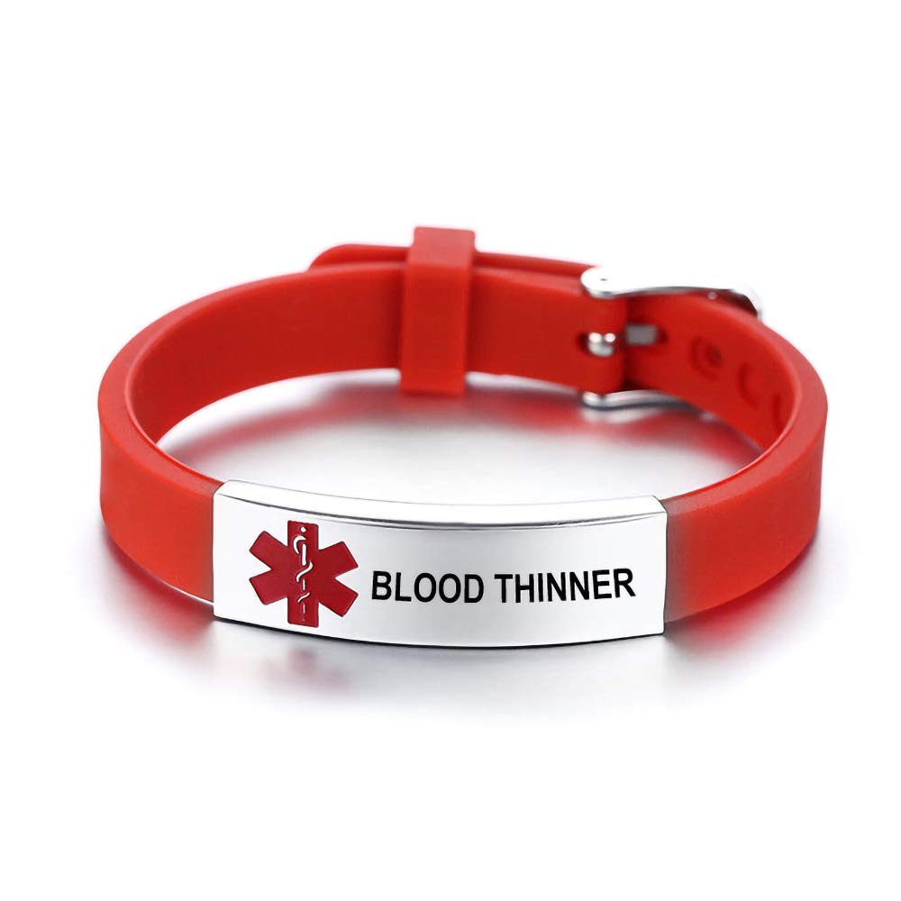 Medical Alert Customized ID Bracelet Free Custom Engraving Personalized Gift Adjustable Wristband for Men Women in Emergency First Aid