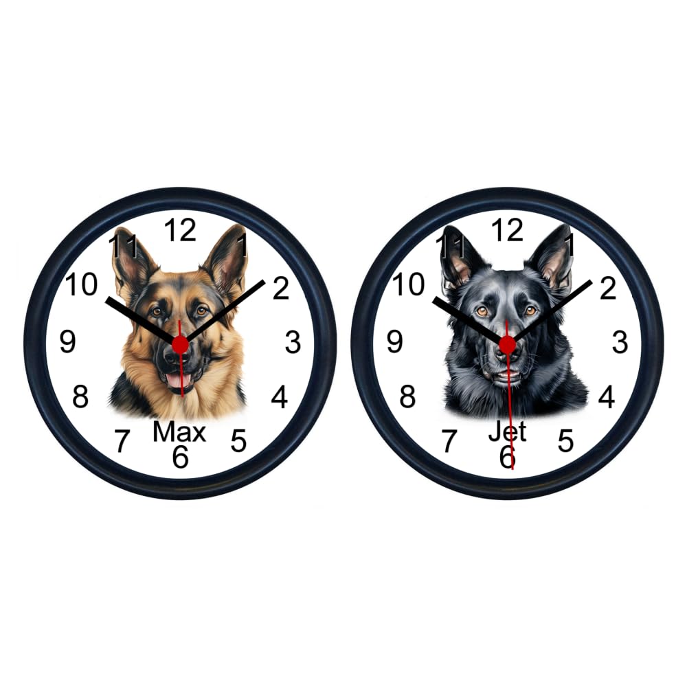 Key Expressions Black And Tan Personalised German Shepherd Dog Wall Clock - Two Designs Available