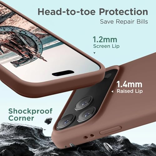 Image of Back Cover Compatible with iPhone 17 Pro Max Case Liquid Silicone Full Protection Shock Proof Back Cover for iPhone 17 Pro Max (Brown)
