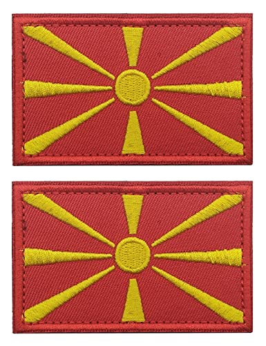 Lot de 2 écussons brodés avec drapeau de la Macédoine du Nord de la Macédoine