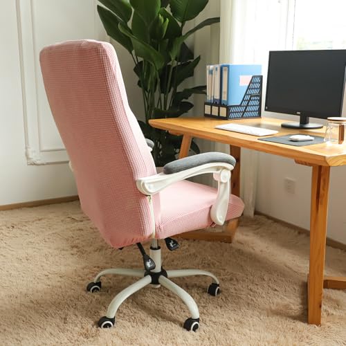 Image of FORCHEER Large Office Chair Covers Stretchable XL Office Chair Cover, Big and Tall Computer Chair Covers (Large,Pink)