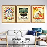  Mexico Poster Traditional Mexican Wall Art Prints Exhibition Art Picture 3 Pieces Canvas Painting For Living Room Mexico Style Home Decor 35Cmx50Cmx3Pcs Sin Marco
