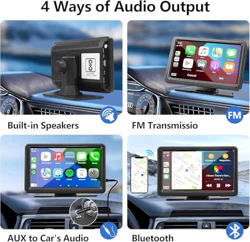 Image of AUTO SNAP Portable Screen 7 Inch Car Play Android Auto Screen Touch Screen Wirelss Voice Control Bluetooth Mirror Multimedia