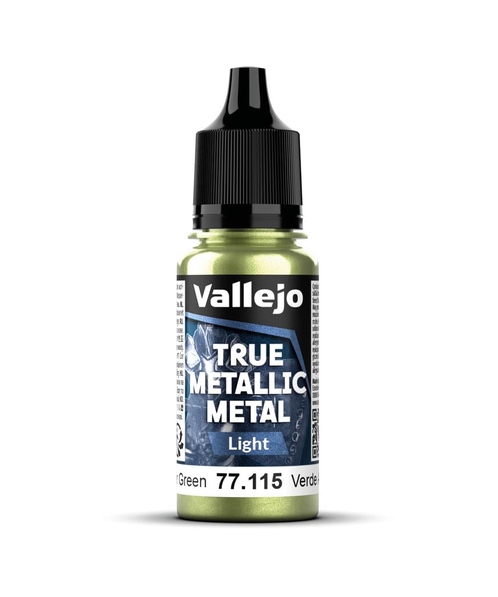 Vallejo True Metallic Paint 115 Amber Green, Luminous Finish, Ideal for Brush Application, 18 ml, Blendable for Smooth Gradients โ image 1