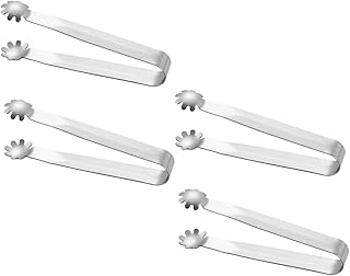 LIGIGWASH 4 Pinzas Para Cubitos De Hielo De Acero Inoxidable Cuadradas Para Azúcar Café Pinzas Para Azúcar Mini Pinzas Flexibles Para Servir Apilables Cilíndricas Plateadas