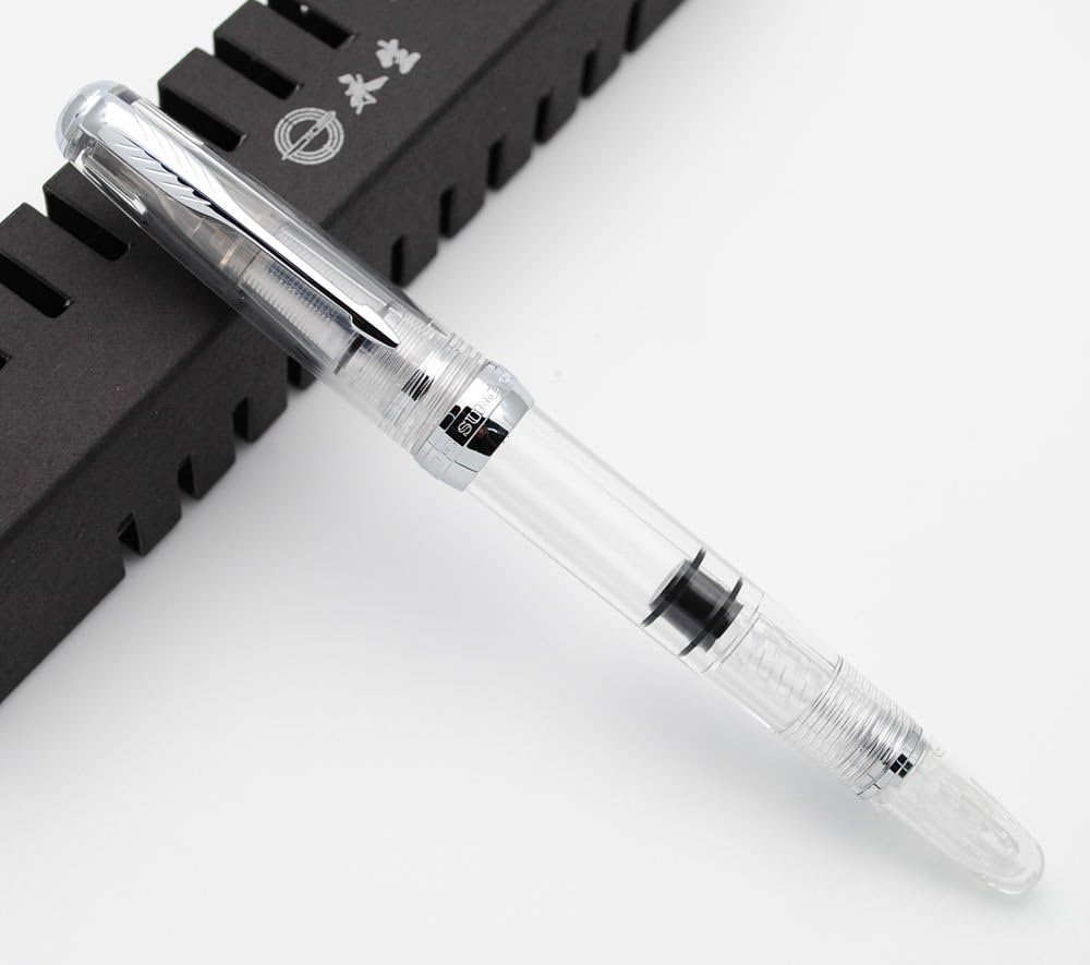 czxwyst 618 Toso Piston Fountain Pen (Transparent with Silver Clip) image 2