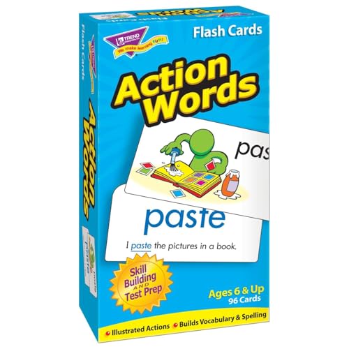 Trend Enterprises: Action Words Skill Drill Flash Cards, Great for Skill Building and Test Prep, Illustrated Actions, Build Vocabulary & Spelling, 96 Cards Included, for Ages 6 and Up
