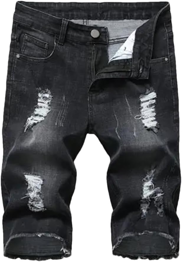 Men's Summer Casual Jeans Shorts Men Vintage Ripped Cowboy Pants