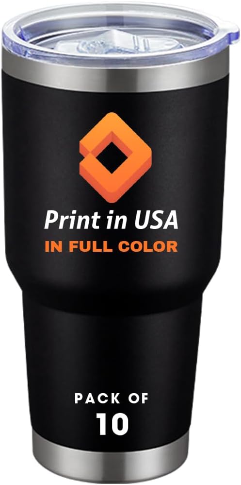 Personalized Tumbler with Pictures Text Logo,10pcs Print in USA,30oz Custom Coffee Tumbler with Lid & Straw,Double-layer Stainless Steel Custom Insulated Tumbler,Personalized Gifts