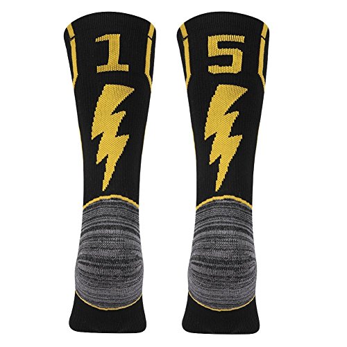 Kitnsox FCA15S Athletic Youth Number Socks, Kids Child Crew Socks For Basketball Volleyball Black 1 Pair cover