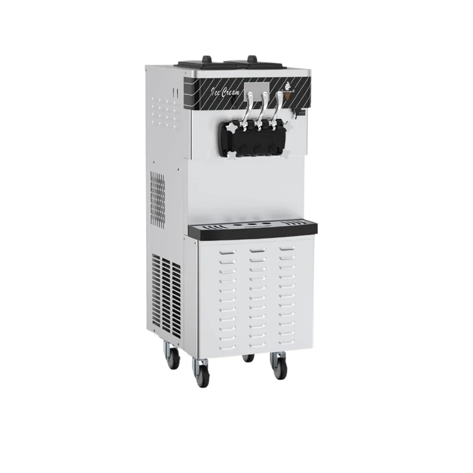 Commercial Ice Cream Machine with Two 12L Hoppers Soft Serve Machine with 3 Flavors Ideal for Restaurants Cafes
