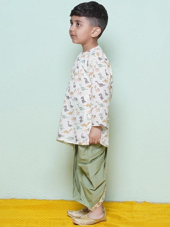 Image of AJ DEZINES Kids Ethnic Wear Pure Cotton Dhoti Kurta Set For Boys