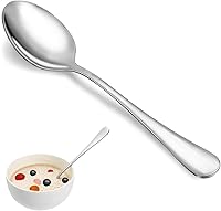 MUTNITT 16-Piece 7.3" Stainless Steel Dinner Spoon Set - Mirror Finish Tablespoons, Dishwasher Safe, Rust-Resistant for Home & Restaurant