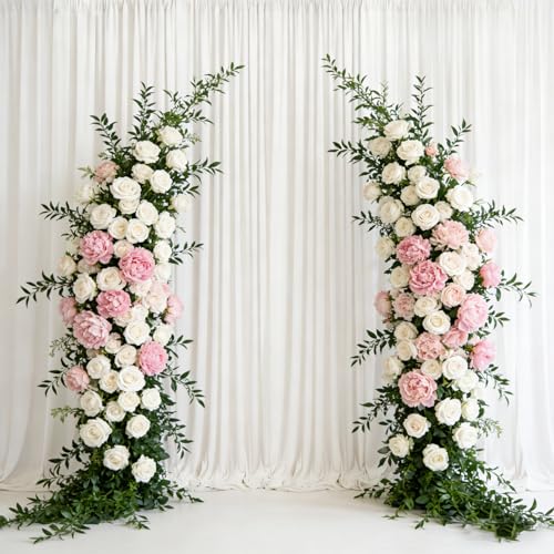 Image of 10ft x 10ft Ivory White Backdrop Curtains for Parties, Polyester Fabric Backdrop Drapes with Rod Pockets for Weddings, Birthday, Halloween, Photography, Christmas Party Background Curtain, 2 Panels