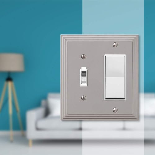 Vista 89 de Amerelle Steps - Placa de pared de metal fundido dúplex individual en níquel satinado