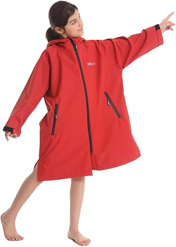 Miniatura 5 de Hiturbo Parka de natación impermeable para niños abrigo de natación resistente al viento, forro polar fino, chaqueta de nadador de gran tamaño