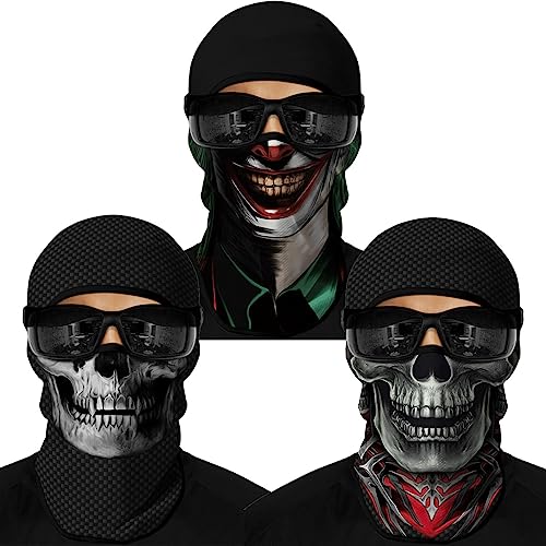 Image of Red Plume 3PCS Balaclava Full Face Mask Ski Mask UV Protection Cover Motorcycle Full Face Mask for Men Women Outdoor Sports