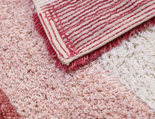 Image of THE HOME TALK Cotton Stripes Bathmats | Water Absorbent Runners | Floor Mats /Rugs for Kitchen, Bathroom | Ultra Soft Mats | Non-Slip | Pack of 2 | 40 x 60 cm | Peach