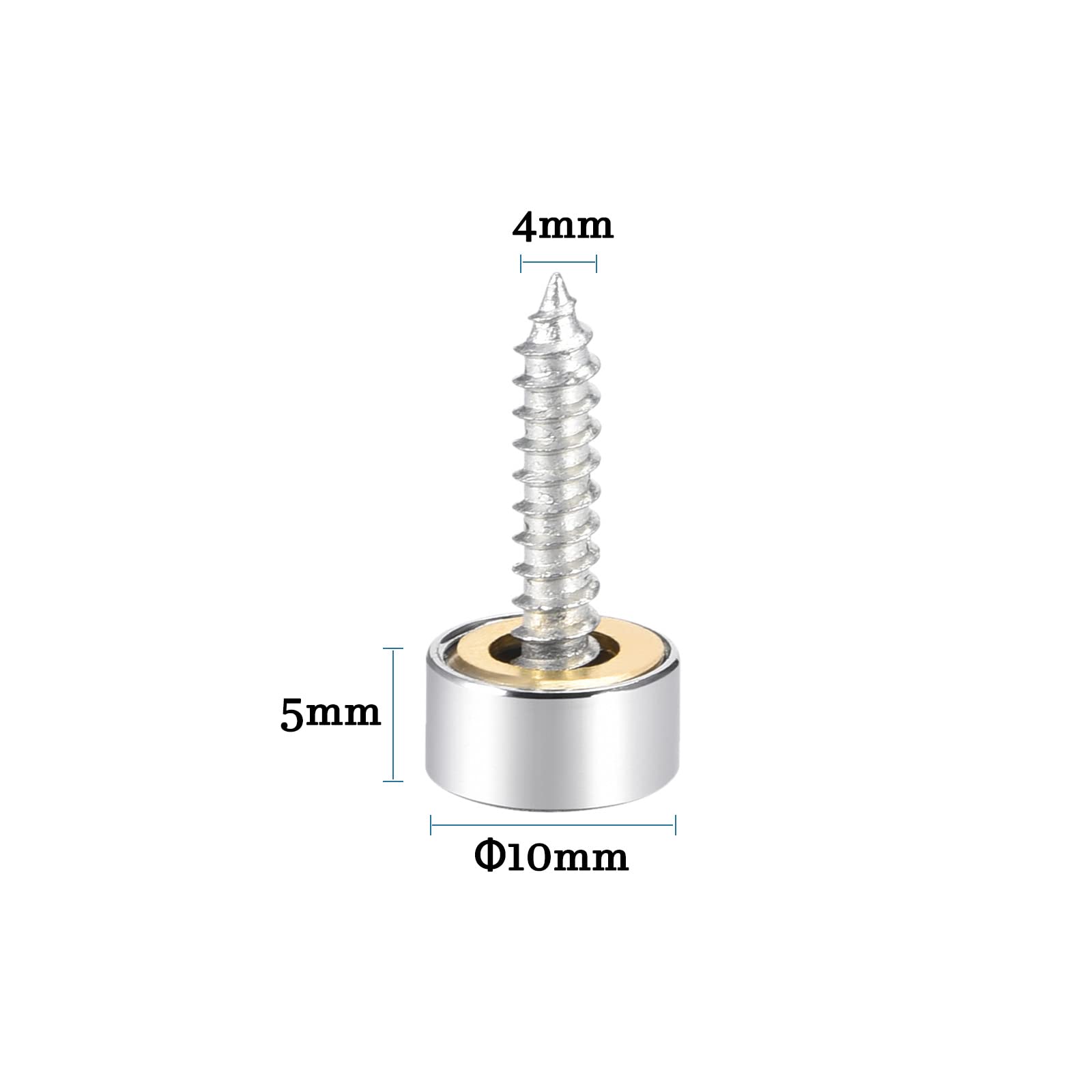 QUARKZMAN 10mm Specchio Viti x 4pz Lucido Acciaio Inox Decorativo Cappucci Cover Chiusure per Decorativo Specchio e Cartello Pubblicità Hardware, [Argento]