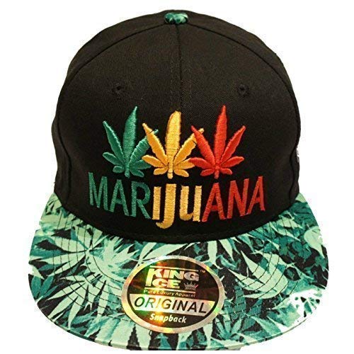 Gorra con visera plana de King Ice, con diseño de plantas de marihuana, unisex Three Coloured Marijuana Taille unique