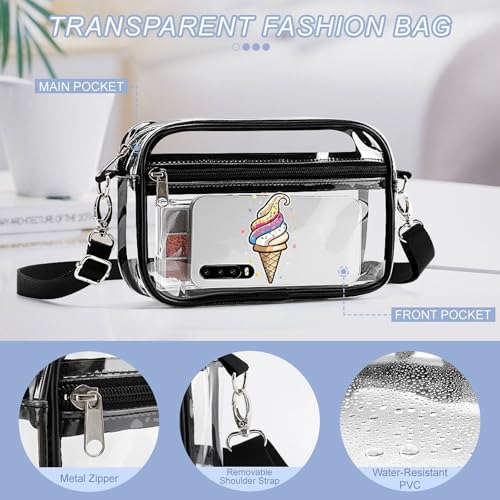 Magic Ice Cream Cone Clear Stadium Bag Clear Mini Messenger Bags with 2 Compartments Crossbody Bag4