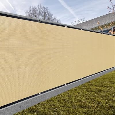 SUNNY GUARD Privacy Screen Fence 6' x 20' Sand Heavy Duty Dustproof Denoise Fencing Mesh Fabric Shade Net Cover for Outdoor Wall Garden Yard Pool Deck(Customized)