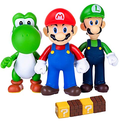 Pantyshka 7 PCS Mario and Luigi Toys Figurines â€“ Super Mario Action Figures Toys â€“ Yoshi & Mario Bros â€“ Mario Toy for Boys â€“ Premium Mario Cake Toppers Decoration