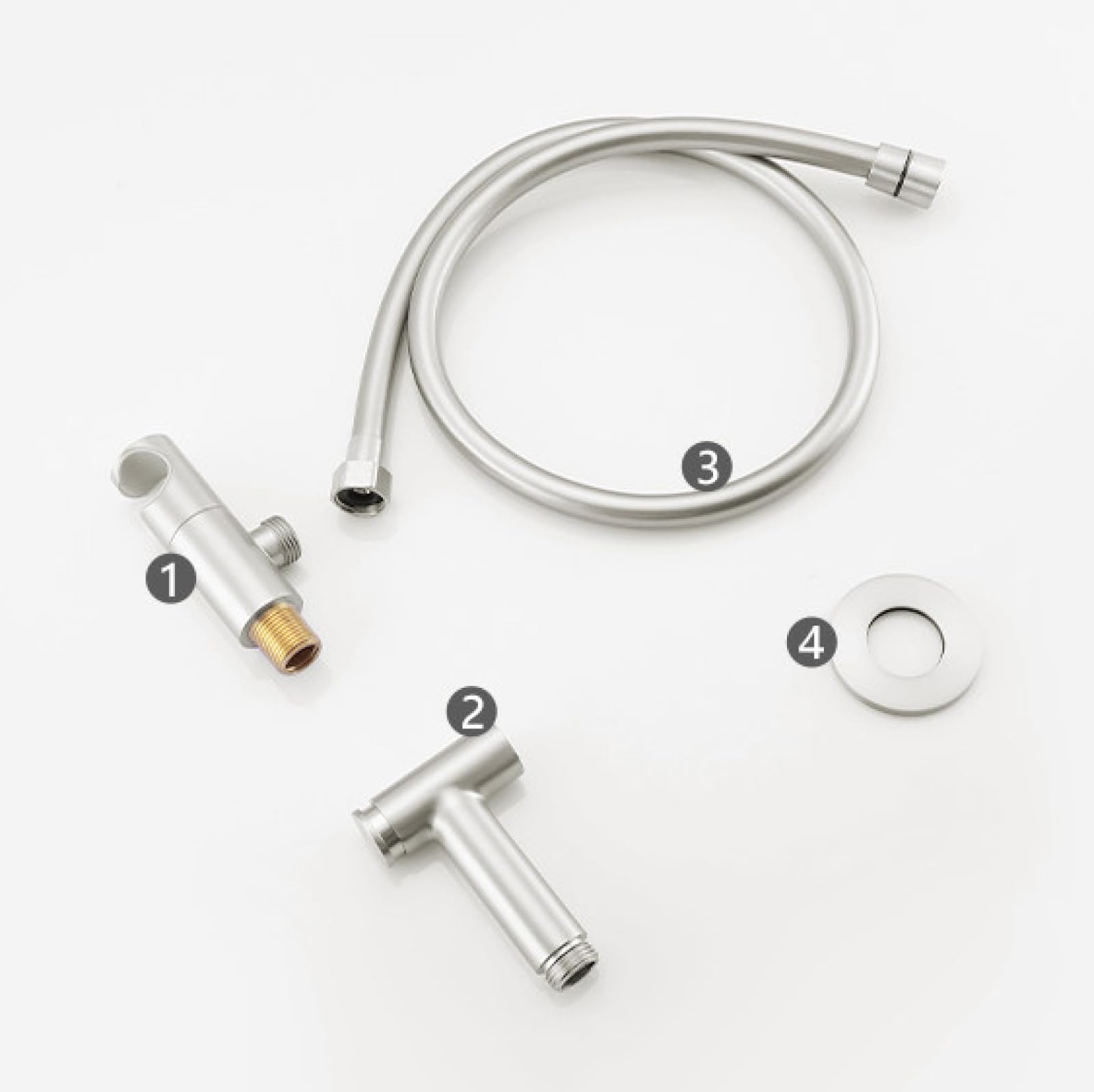 Kit De Rociador De Bidé Latón Ducha Bidet WC con Manguera Ducha Higienica Portatil Montaje En Pared Orificio Único,Níquel Cepillado