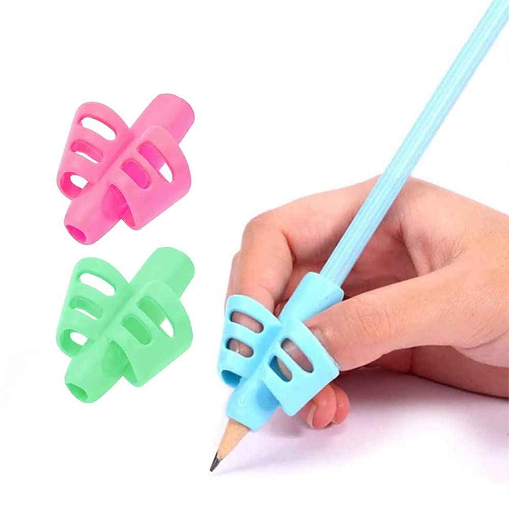 DOCAT 2Pcs Pencil Grips Pencil Grips for Children Handwriting Pencil Holder Grip for Kids Silicone Ergonomic Writing Aid Tool for Toddlers (Multicolor)
