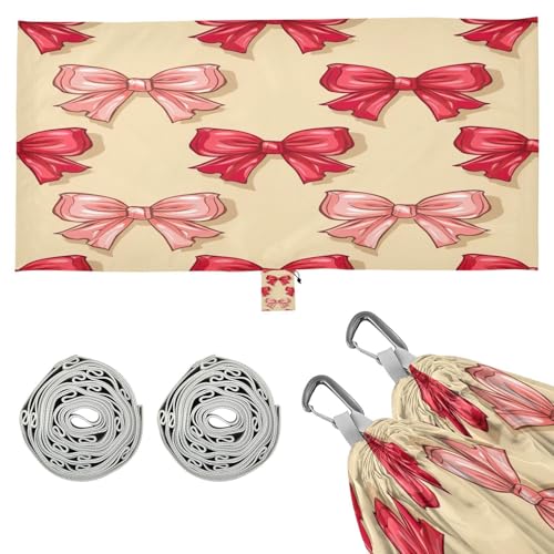 Haskirky Beautiful Bow Tie Camping Hammock, Single Portable Hammocks with Tree Straps & Attached Carry Bag, 330Lbs Capacity Perfect for Outside Indoor Hiking Beach Backpack Travel