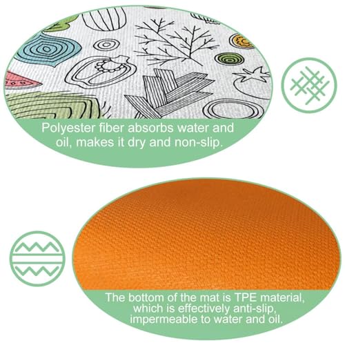 Tapete de cocina de 2 piezas antideslizante lavable y absorbente de frutas 6