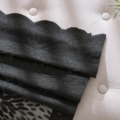 Image of MIULEE Black Floral Lace Curtains 2 Panels, Black 52 inch W x 72 inch L
